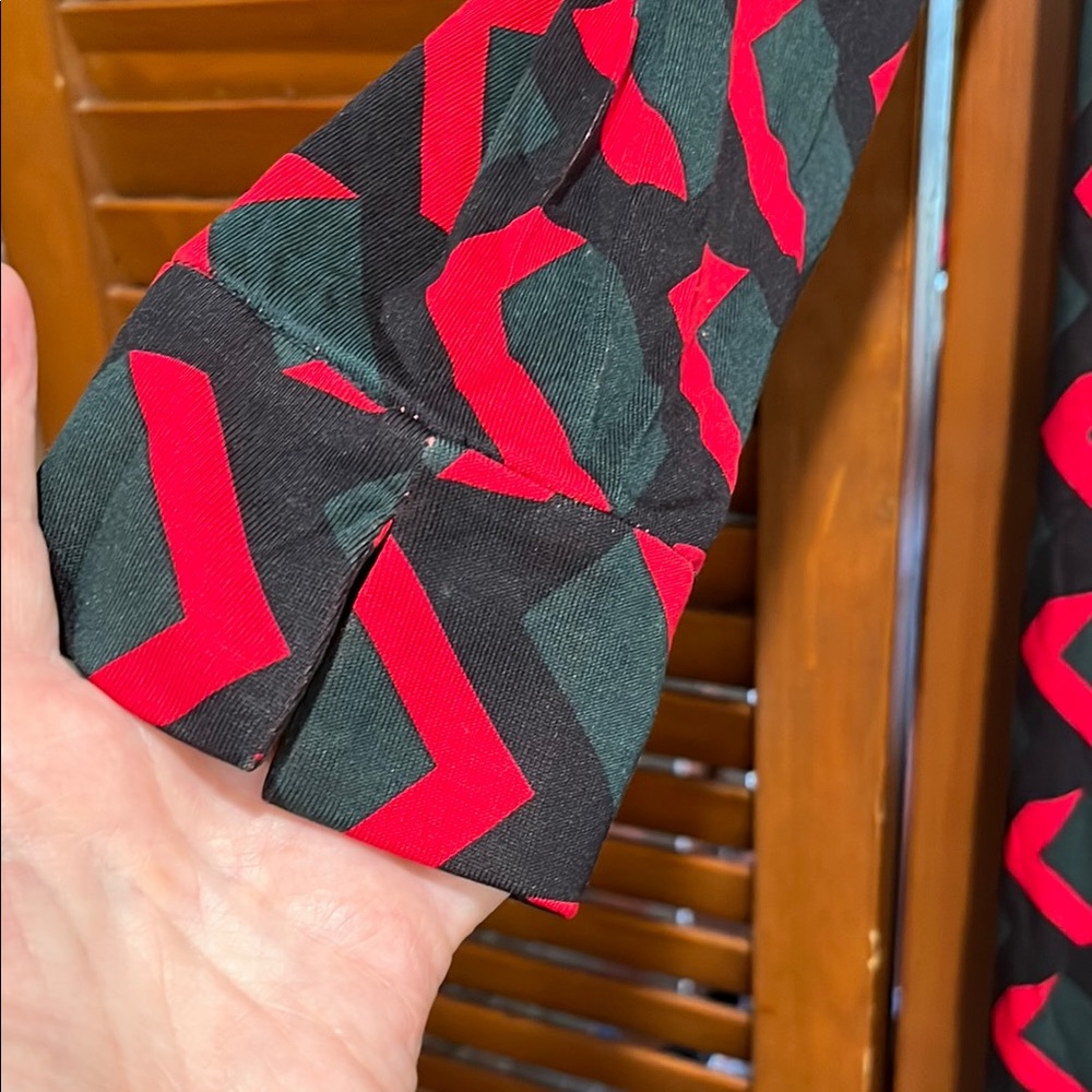 Diane Von Furstenberg Geometric Wrap Dress - Black and Red - Picture 4 of 7